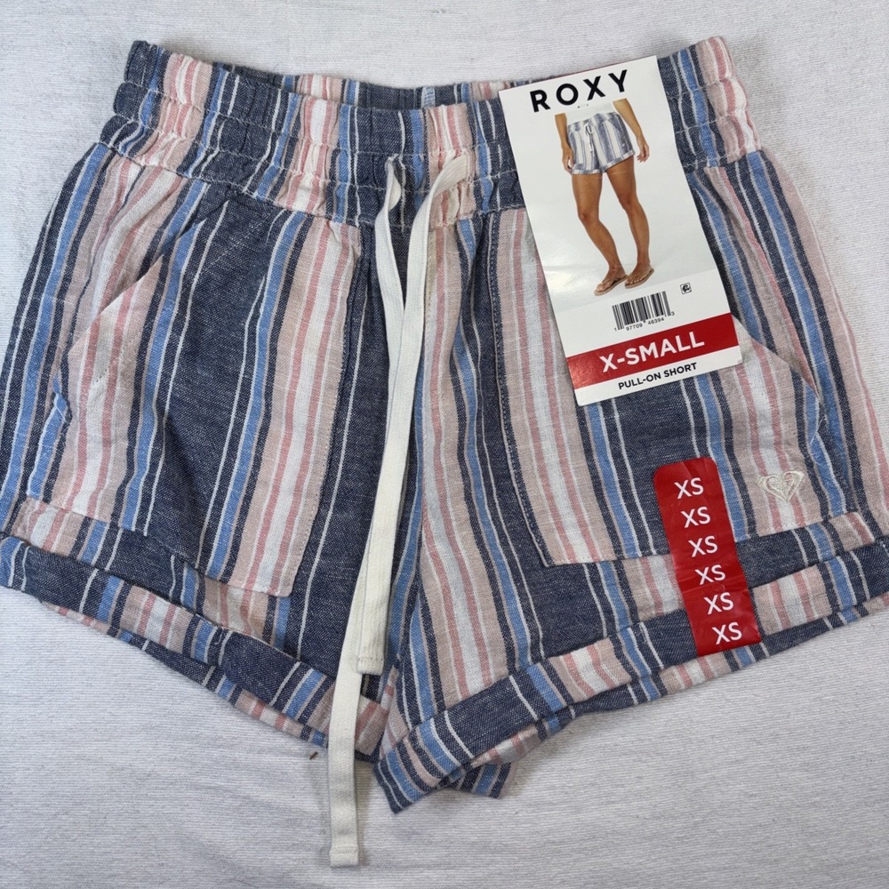 roxy shorts women xs Cotton/linen Blend Striped